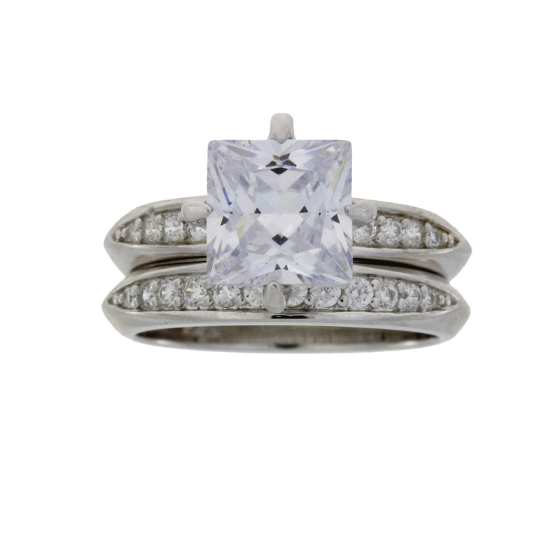 Bids.com Cubic Zirconium CZ SS Bridal Sterling Silver Rings White Smoke 7.0