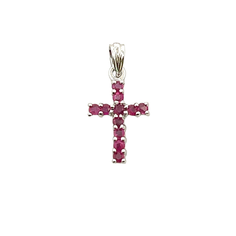 Bids.com .21ct Ruby Cross Religious Pendant 10KT White Gold Pendants White Smoke Default Title