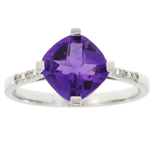 Bids.com 1.25ct Amethyst Diamond Ring 10KT White Gold Rings White Smoke 7.0