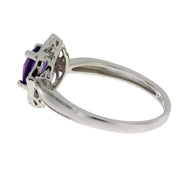 Bids.com 1.06ct Amethyst Diamond Ring 14KT White Gold Rings White Smoke 6.50