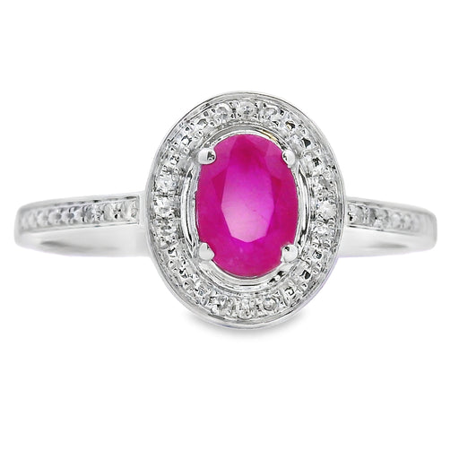 Bids.com .67ct Ruby Diamond Ring 10KT White Gold Rings White Smoke 7.0
