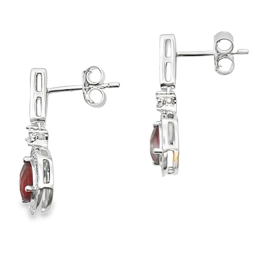 Bids.com 1.06ct Garnet Diamond Dangle Earrings 10KT White Gold Earrings White Smoke