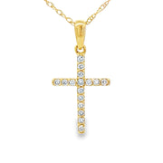 Bids.com .10ct Diamond Cross Religious Pendant 14KT Yellow Gold Pendants White Smoke 18