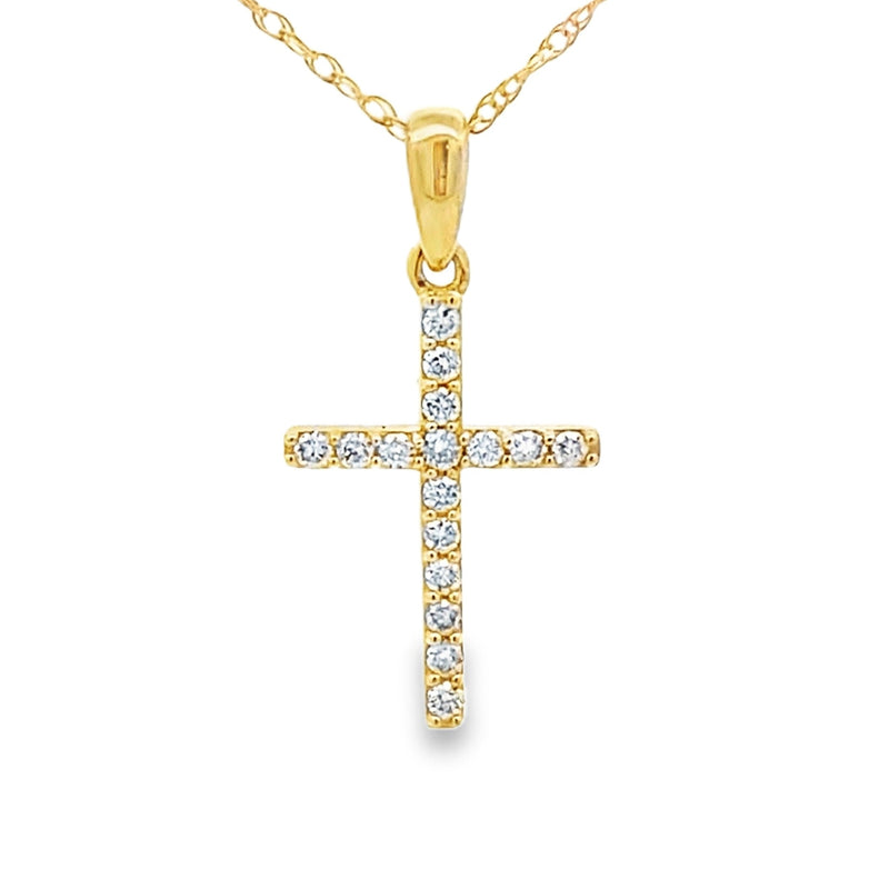 Bids.com .10ct Diamond Cross Religious Pendant 14KT Yellow Gold Pendants White Smoke 18