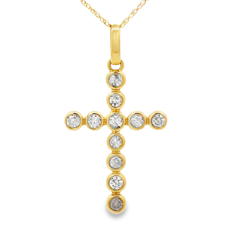 Bids.com .50ct Diamond Cross Religious Pendant 14KT Yellow Gold Pendants White Smoke 18