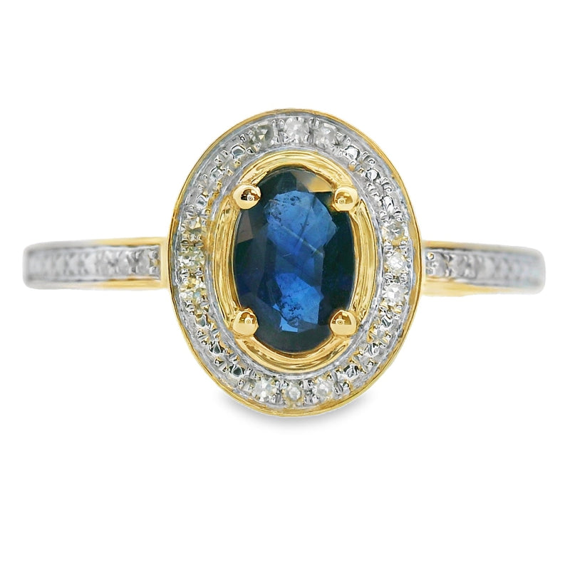 Bids.com .67ct Sapphire Diamond Ring 10KT Yellow Gold Rings White Smoke 7.0