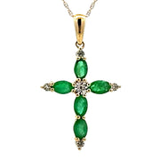 Bids.com .65ct Emerald Cross Religious Pendant 10KT Yellow Gold Pendants White Smoke 18