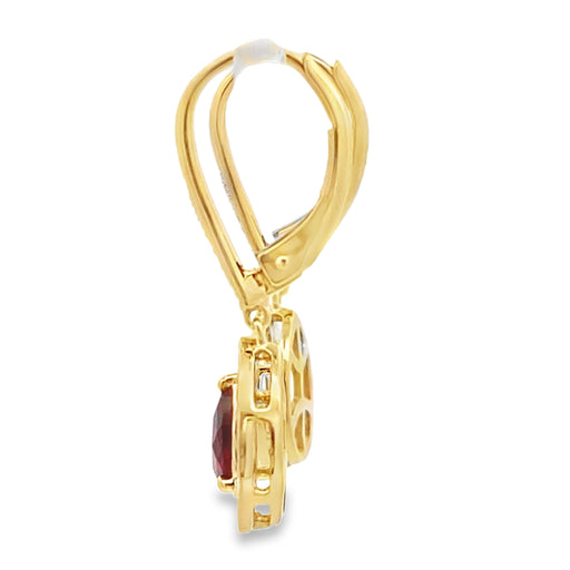 Bids.com 1.05ct Garnet Diamond Dangle Earrings 10KT Yellow Gold Earrings White Smoke