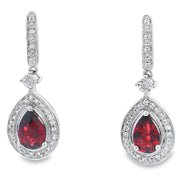 Bids.com 1.06ct Garnet Diamond Dangle Earrings 10KT White Gold Earrings White Smoke Default Title