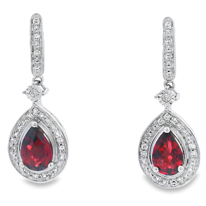 Bids.com 1.06ct Garnet Diamond Dangle Earrings 10KT White Gold Earrings White Smoke Default Title