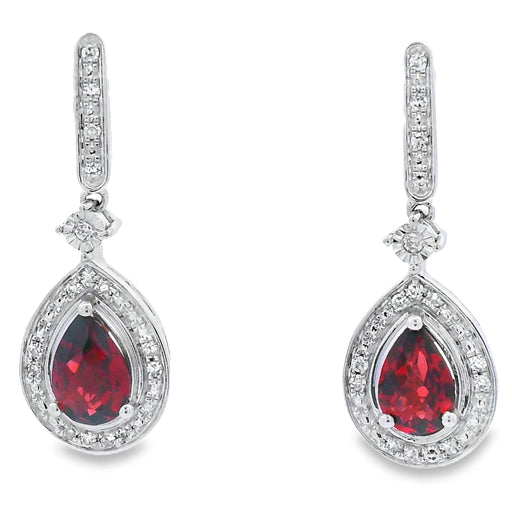 Bids.com 1.06ct Garnet Diamond Dangle Earrings 10KT White Gold Earrings White Smoke Default Title