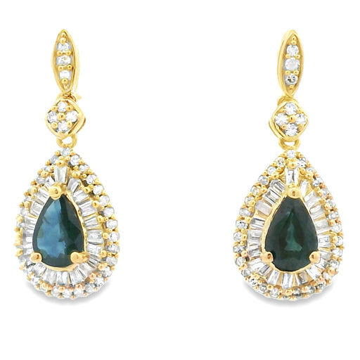 Bids.com 1.22ct Sapphire Diamond Earrings 10KT Yellow Gold Earrings White Smoke Default Title