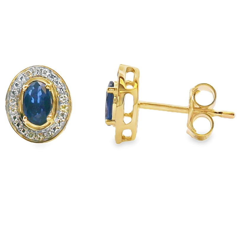Bids.com .61ct Sapphire Diamond Earrings 10KT Yellow Gold Earrings White Smoke Default Title