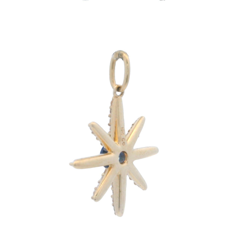 Bids.com Genuine Created Sapphire Star Pnd 10KT Yellow Gold Pendants White Smoke