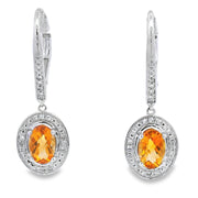 Bids.com 1.04ct Citrine Diamond Dangle Earrings 10KT White Gold Earrings White Smoke Default Title