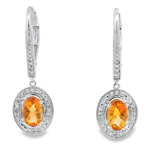 Bids.com 1.04ct Citrine Diamond Dangle Earrings 10KT White Gold Earrings White Smoke Default Title