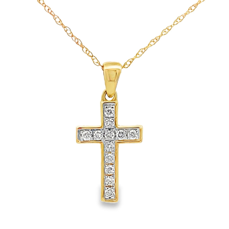 Bids.com .12ct Diamond Cross Religious Pendant 14KT Yellow Gold Pendants White Smoke 18