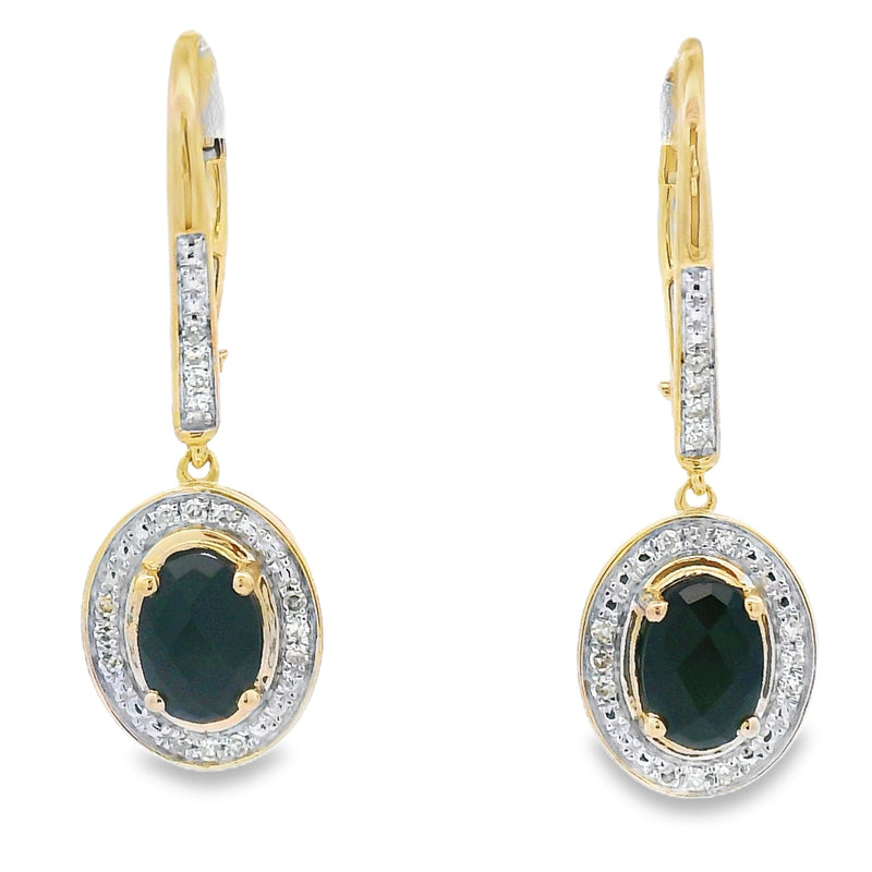 Bids.com 1.05ct Onyx Diamond Dangle Earrings 10KT Yellow Gold Earrings White Smoke Default Title