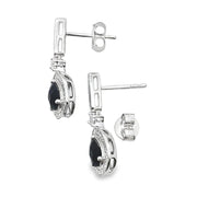 Bids.com .84ct Onyx Diamond Dangle Earrings 10KT White Gold Earrings White Smoke