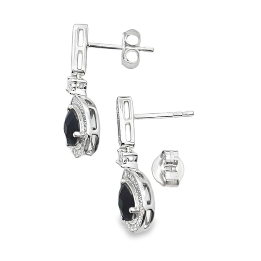 Bids.com .84ct Onyx Diamond Dangle Earrings 10KT White Gold Earrings White Smoke