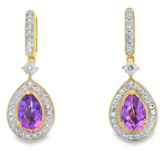Bids.com .88ct Amethyst Diamond Dangle Earrings 10KT Yellow Gold Earrings White Smoke Default Title