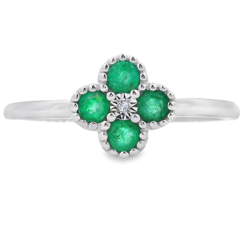 Bids.com .15ct Emerald Diamond Ring 10KT White Gold Rings White Smoke 7.0