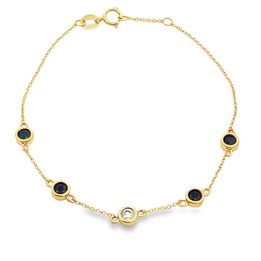 Bids.com .74ct Sapphire Diamond Bracelet 14KT Yellow Gold Bracelets White Smoke 6.5-7