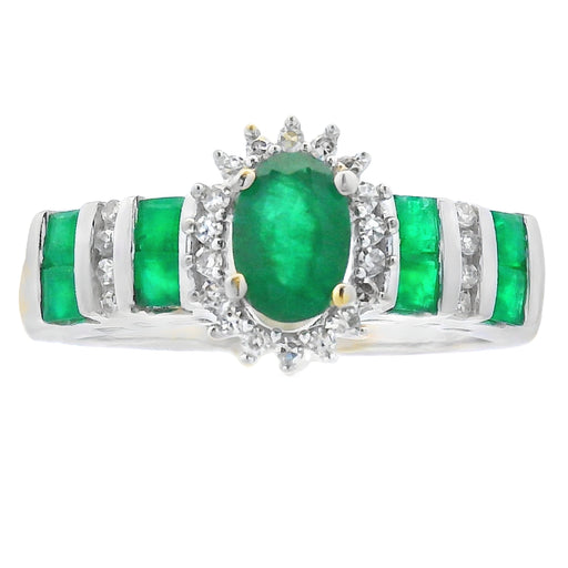 Bids.com .80ct Emerald Diamond Ring 10KT White Gold Rings White Smoke 9.0