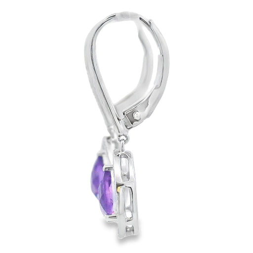 Bids.com .88ct Amethyst Diamond Dangle Earrings 10KT White Gold Earrings White Smoke