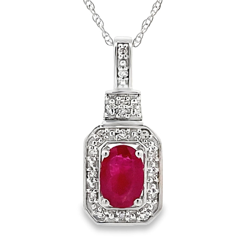 Bids.com .66ct Ruby Diamond Fashion Pendants 10KT White Gold Pendants White Smoke 18