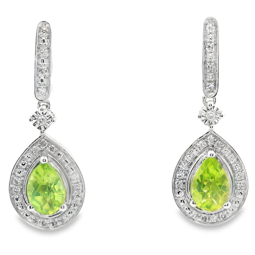 Bids.com .96ct Peridot Diamond Dangle Earrings 10KT White Gold Earrings White Smoke Default Title