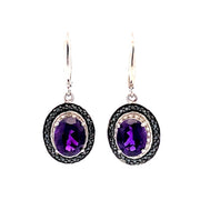 Bids.com .38ct Amethyst Diamond Dangle Earrings Sterling Silver Earrings White Smoke Default Title
