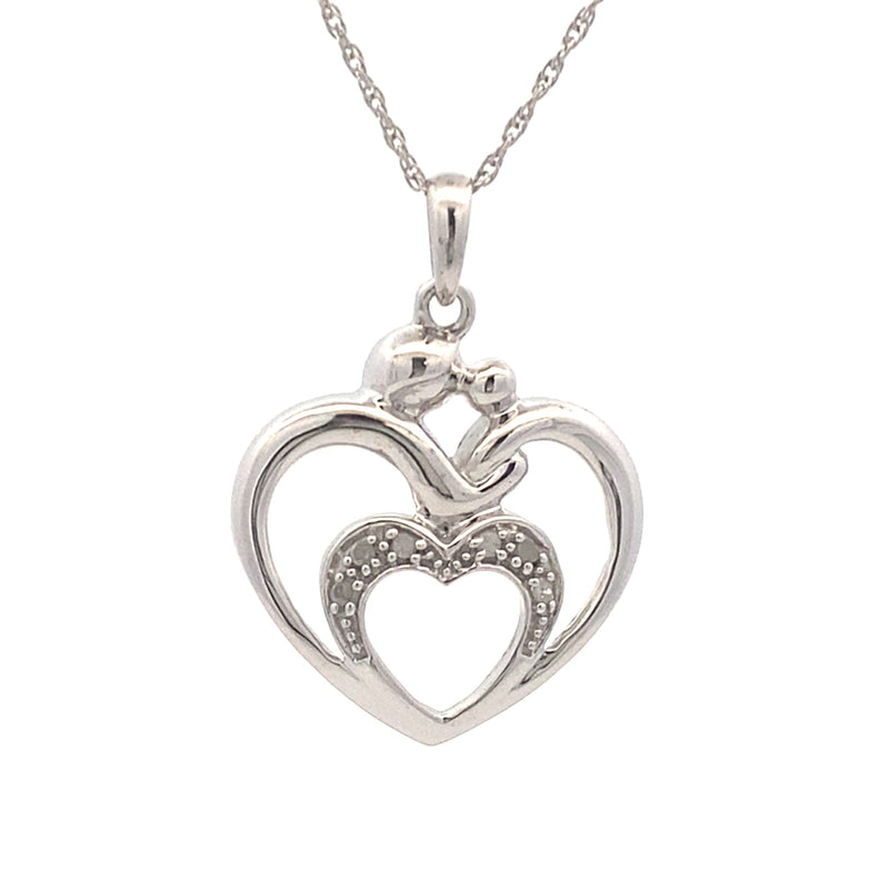 Bids.com .10ct Diamond Heart Love Pendant Sterling Silver Pendants White Smoke 18