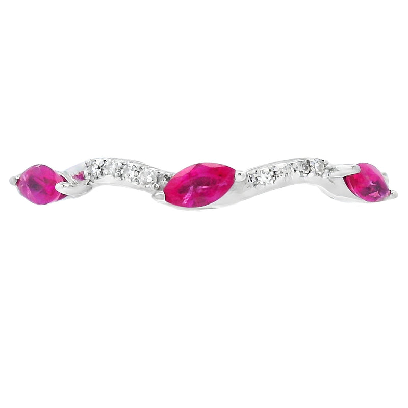 Bids.com .21ct Ruby Diamond stackable band set 14KT White Gold Rings White Smoke 7
