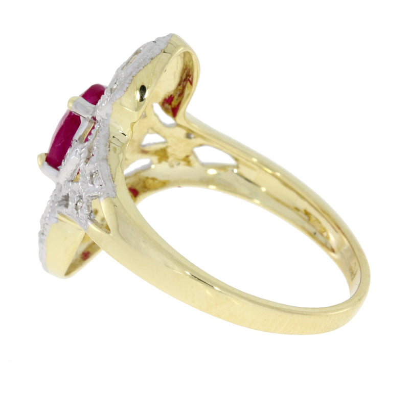 Bids.com 1.05ct Ruby Diamond Ring 10KT Yellow Gold Rings White Smoke 7.0