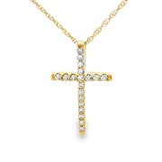 Bids.com .10ct Diamond Cross Religious Pendant 14KT Yellow Gold Pendants White Smoke 18