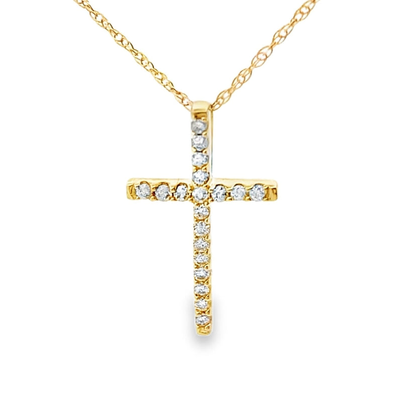 Bids.com .10ct Diamond Cross Religious Pendant 14KT Yellow Gold Pendants White Smoke 18