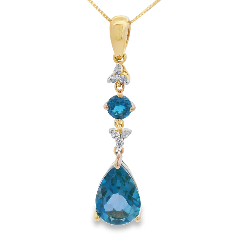 Bids.com London Blue Topaz Fashion Pendants 10KT Yellow Gold Pendants White Smoke 18