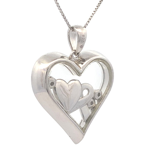 Bids.com .02ct Diamond Heart Love Pendant Sterling Silver Pendants White Smoke