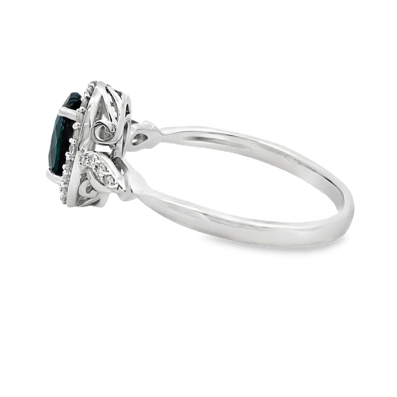 Bids.com 1.07ct Sapphire Diamond Ring 10KT White Gold Rings White Smoke 7.0