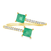Bids.com .47ct Emerald Diamond Ring 14KT Yellow Gold Rings White Smoke 7