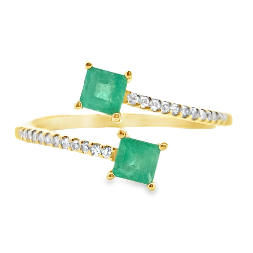 Bids.com .47ct Emerald Diamond Ring 14KT Yellow Gold Rings White Smoke 7