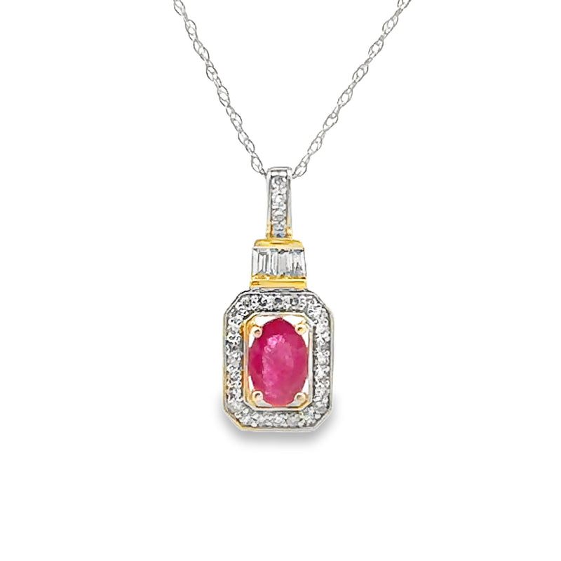 Bids.com .72ct Ruby Diamond Fashion Pendants 14KT Yellow Gold Pendants White Smoke 18