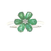 Bids.com 1.14ct Emerald Zircon Ring Sterling Silver Rings White Smoke 7.0