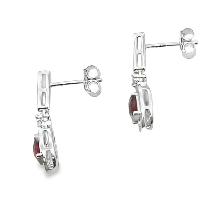 Bids.com 1.20ct Garnet Diamond Dangle Earrings 10KT White Gold Earrings White Smoke