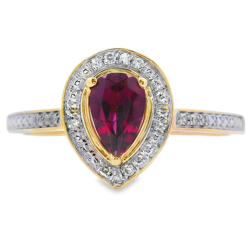 Bids.com .56ct Garnet Diamond Ring 10KT Yellow Gold Rings White Smoke 7.0