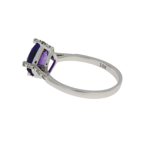 Bids.com 1.25ct Amethyst Diamond Ring 10KT White Gold Rings White Smoke 7.0