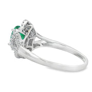 Bids.com .94ct Emerald Diamond Ring 14KT White Gold Rings White Smoke 7