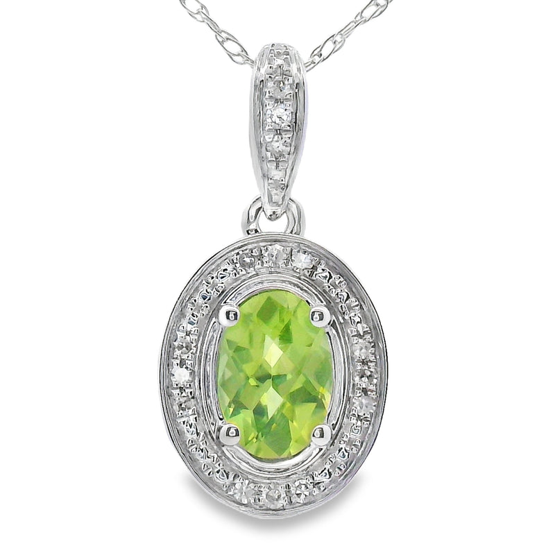 Bids.com .50ct Peridot Diamond Fashion Pendants 10KT White Gold Pendants White Smoke 18