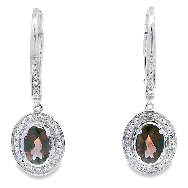 Bids.com .81ct Quartz Diamond Dangle Earrings 10KT White Gold Earrings White Smoke Default Title
